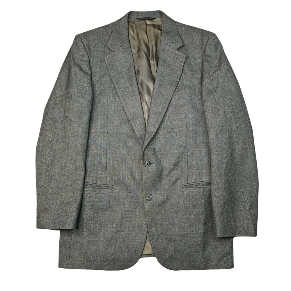 Burberrys VTG 80s Plaid Wool Suit Jacket 2 Button Blazer Sport Coat Brown 40R